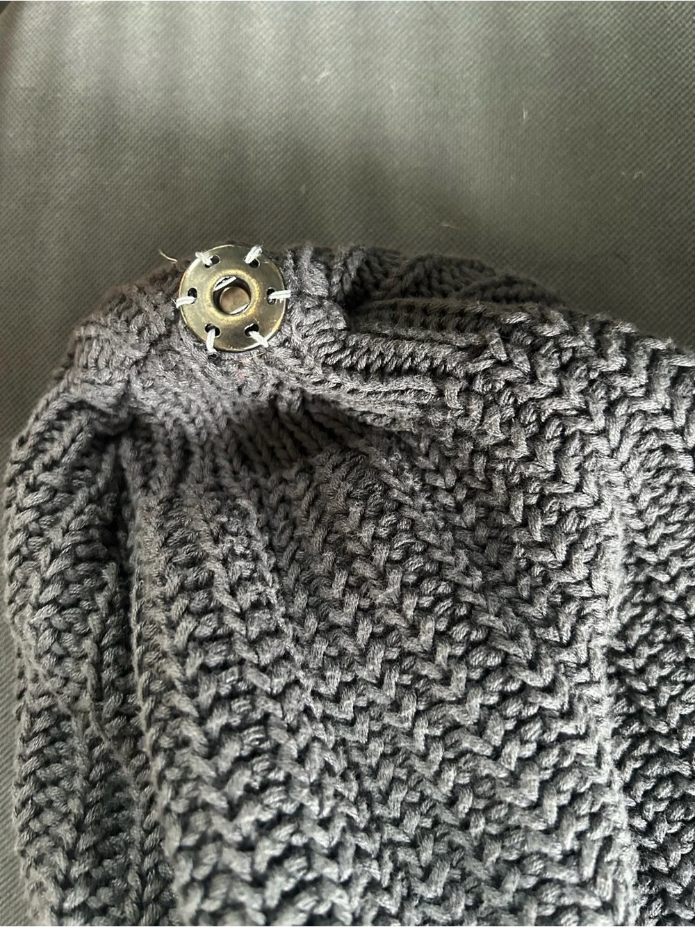 Love Your Melon Charcoal Knit Beanie with Brown Patch